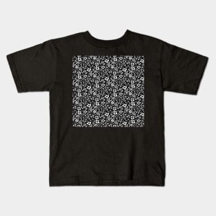 Inverted Black and White Floral Miniprint Kids T-Shirt